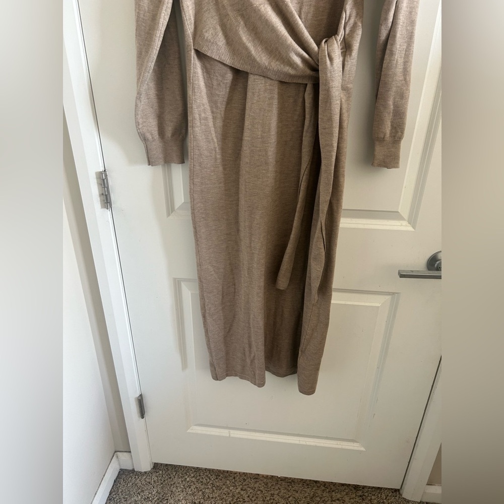 Modern Citizen Lenese Front-Wrap Midi Dress In Shiitake Large View 3